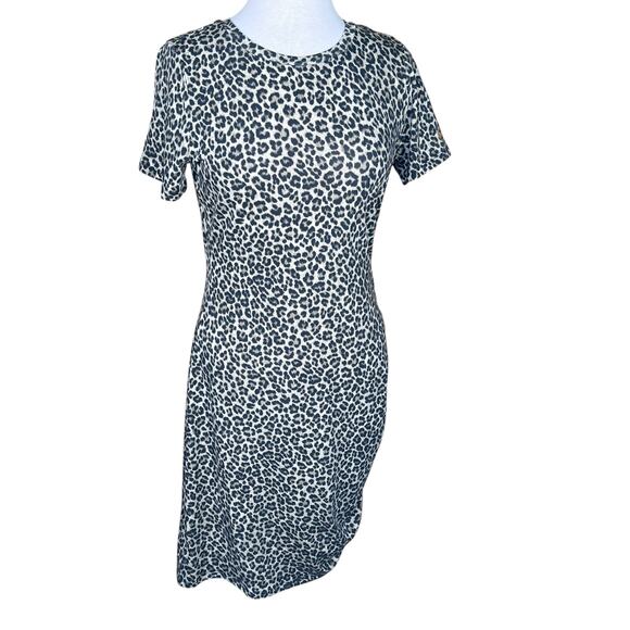 MICHAEL Michael Kors Leopard Print T-Shirt Dress with Side-Ruching Size Med NWT - Picture 1 of 14
